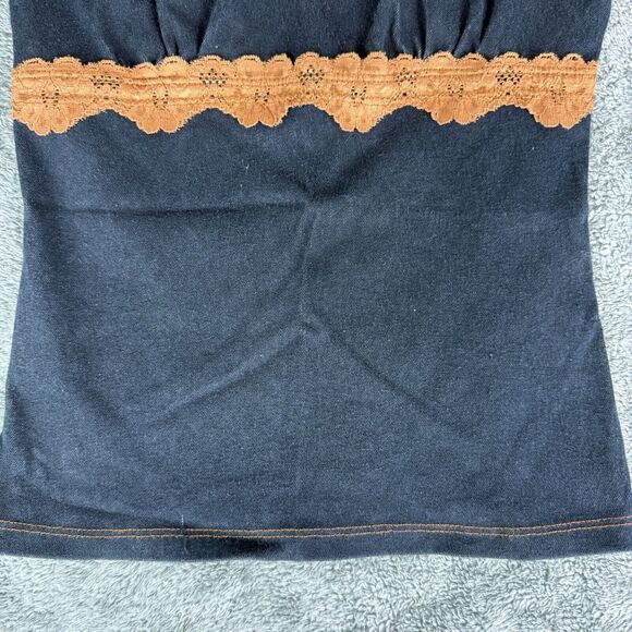 Vintage Y2K Moa Moa Lace Accent Tank Top Women Size Medium‎ Stretch Made in USA - Picture 3 of 12